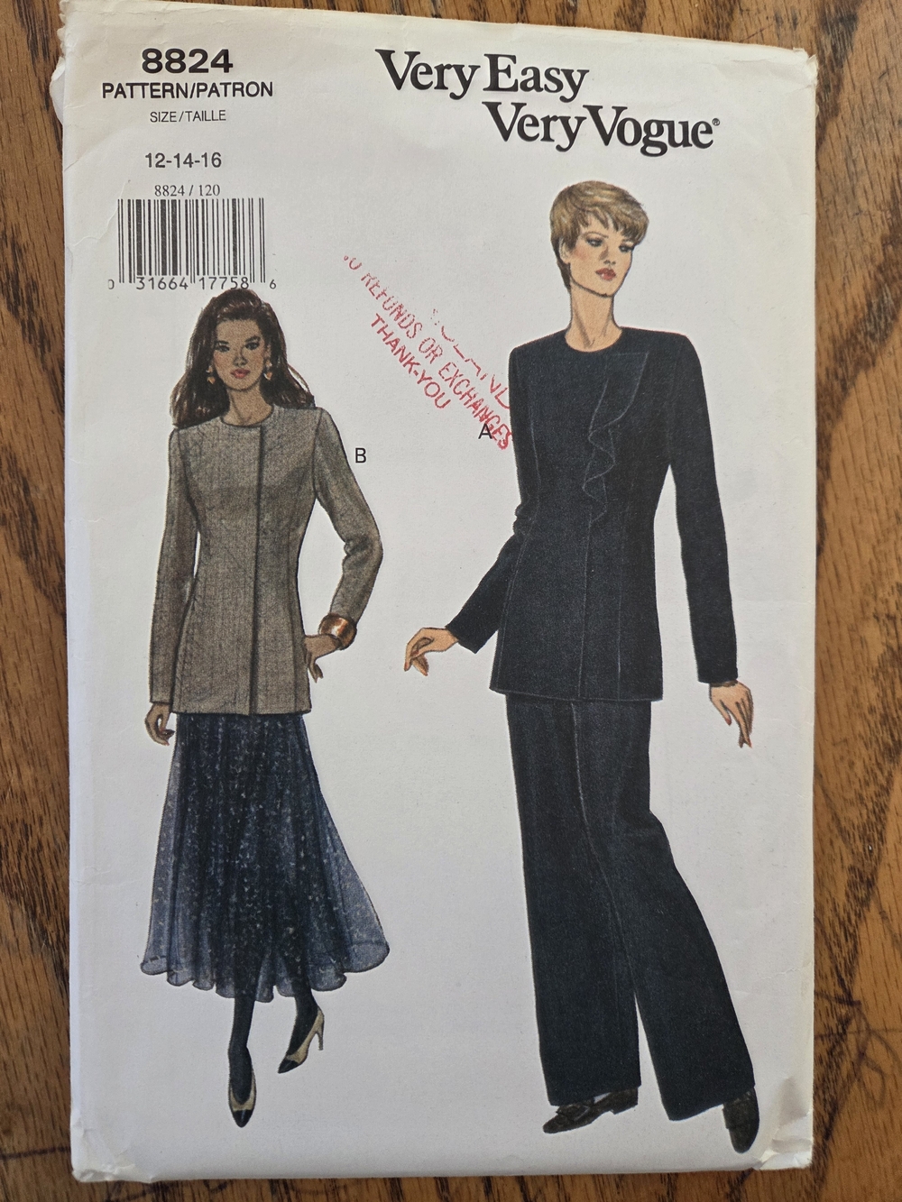 Very Vogue Pattern 8824 Womens Jacket & Skirt/Pants Sewing Pattern - Navy & Gray